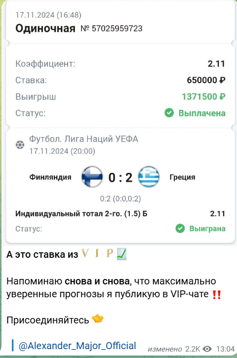 major прогнозы телеграм