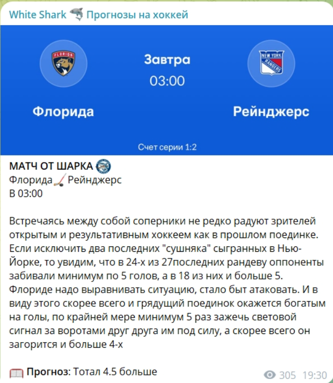 White Shark Прогнозы на хоккей