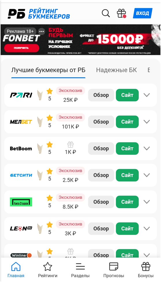 рейтинг букмекеров прогнозы - 340