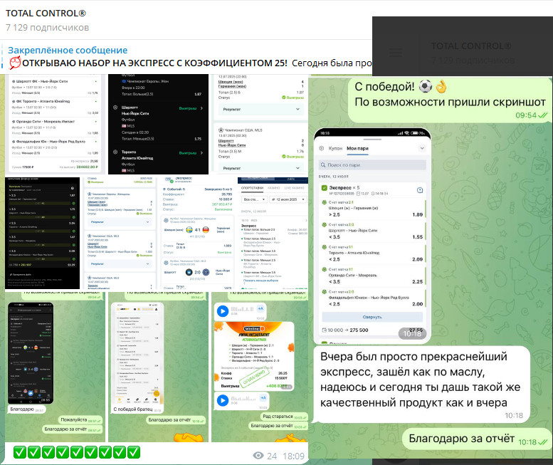 Отчет о выигранном экспрессе