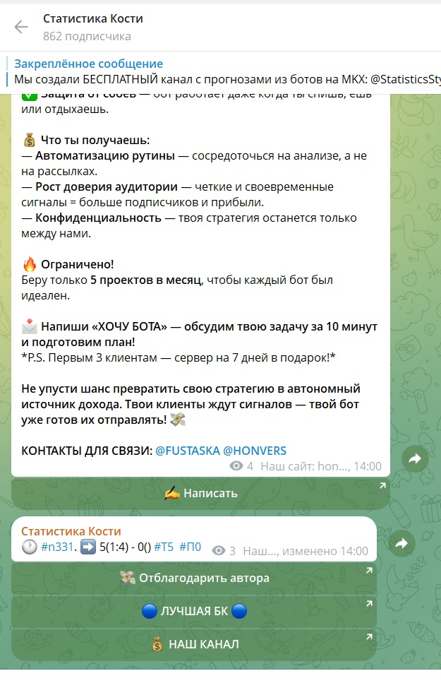 Статистика Кости каппер Статистика Кости каппер