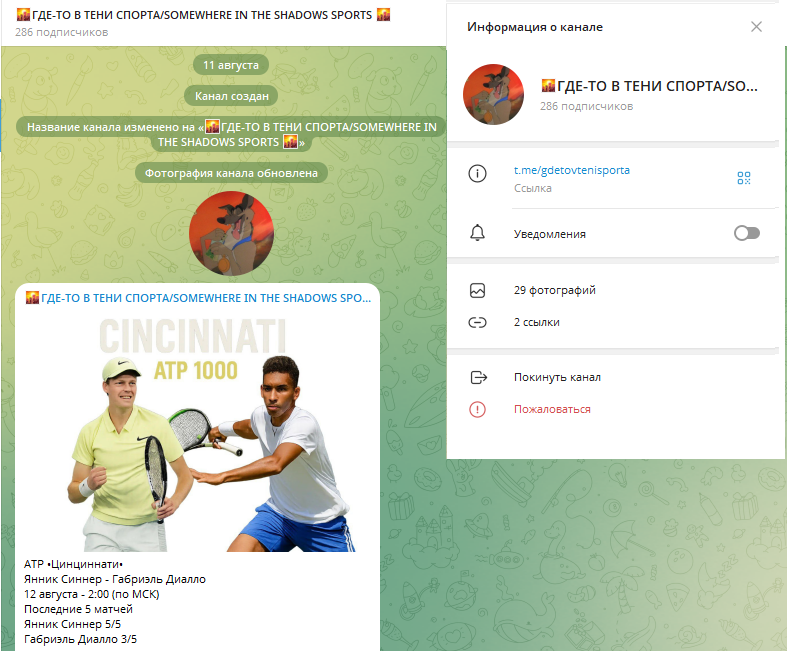 Информация о канале в telegram Информация о канале в telegram