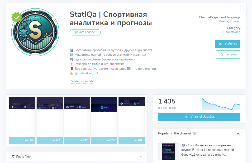 StatIQa | Спортивная аналитика и прогнозы телеграмм