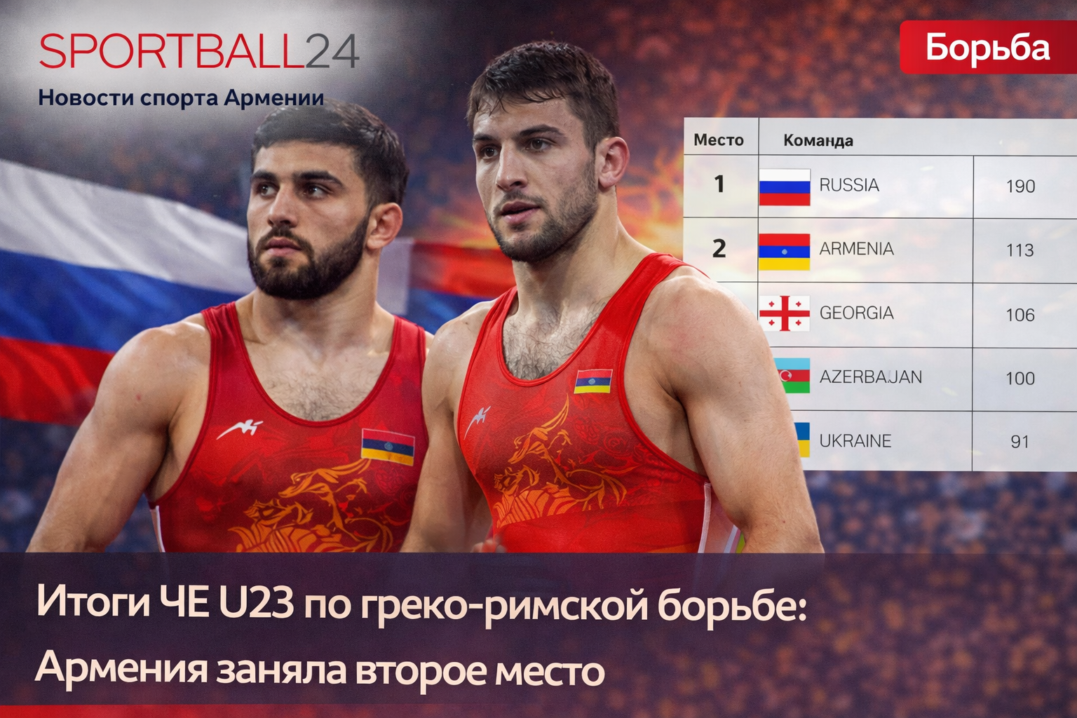 Итоги ЧЕ U23 по греко-римской борьбе: Армения заняла второе место