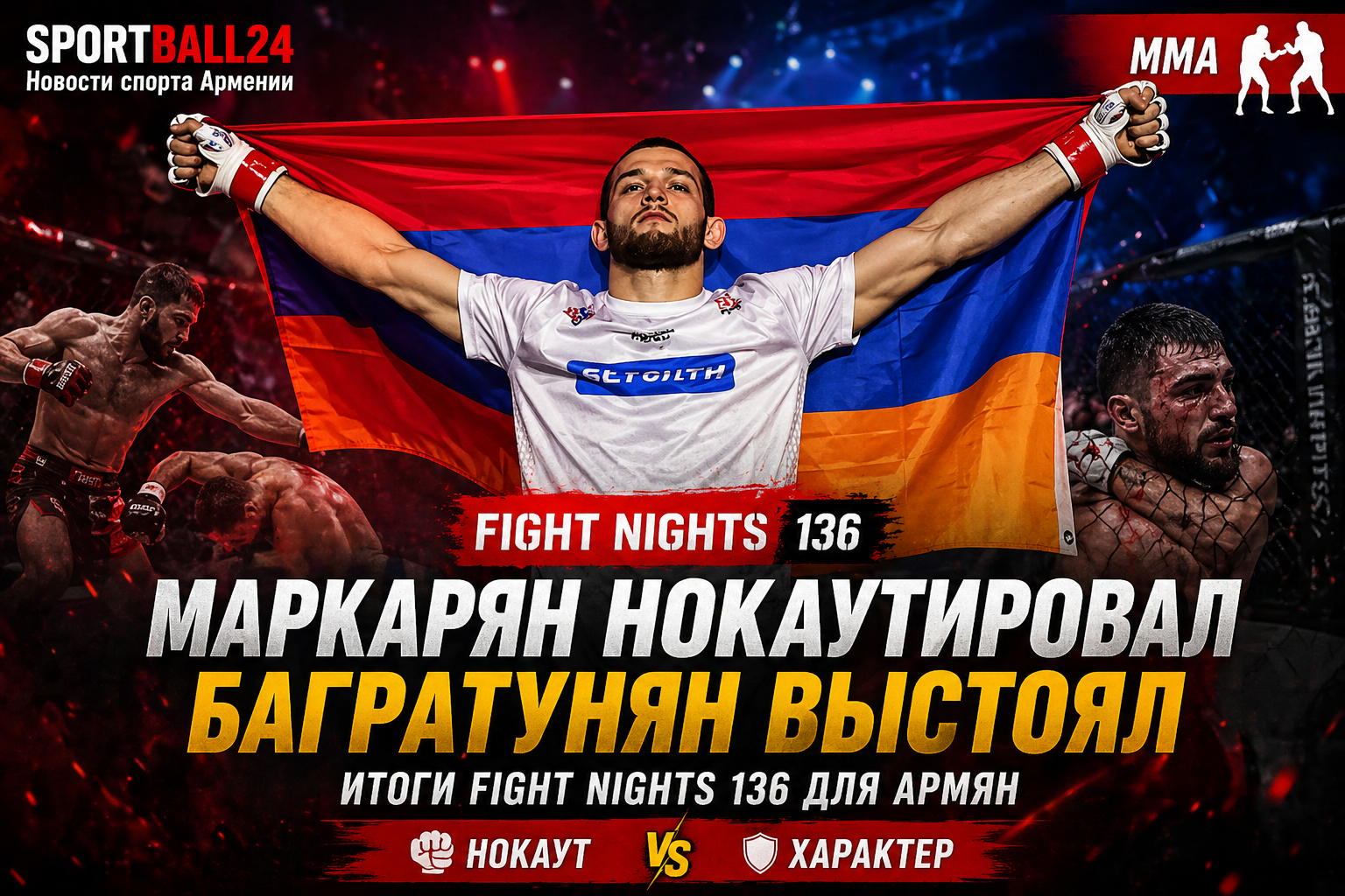 Маркарян нокаутировал, Багратунян выстоял: итоги Fight Nights 136 для армян