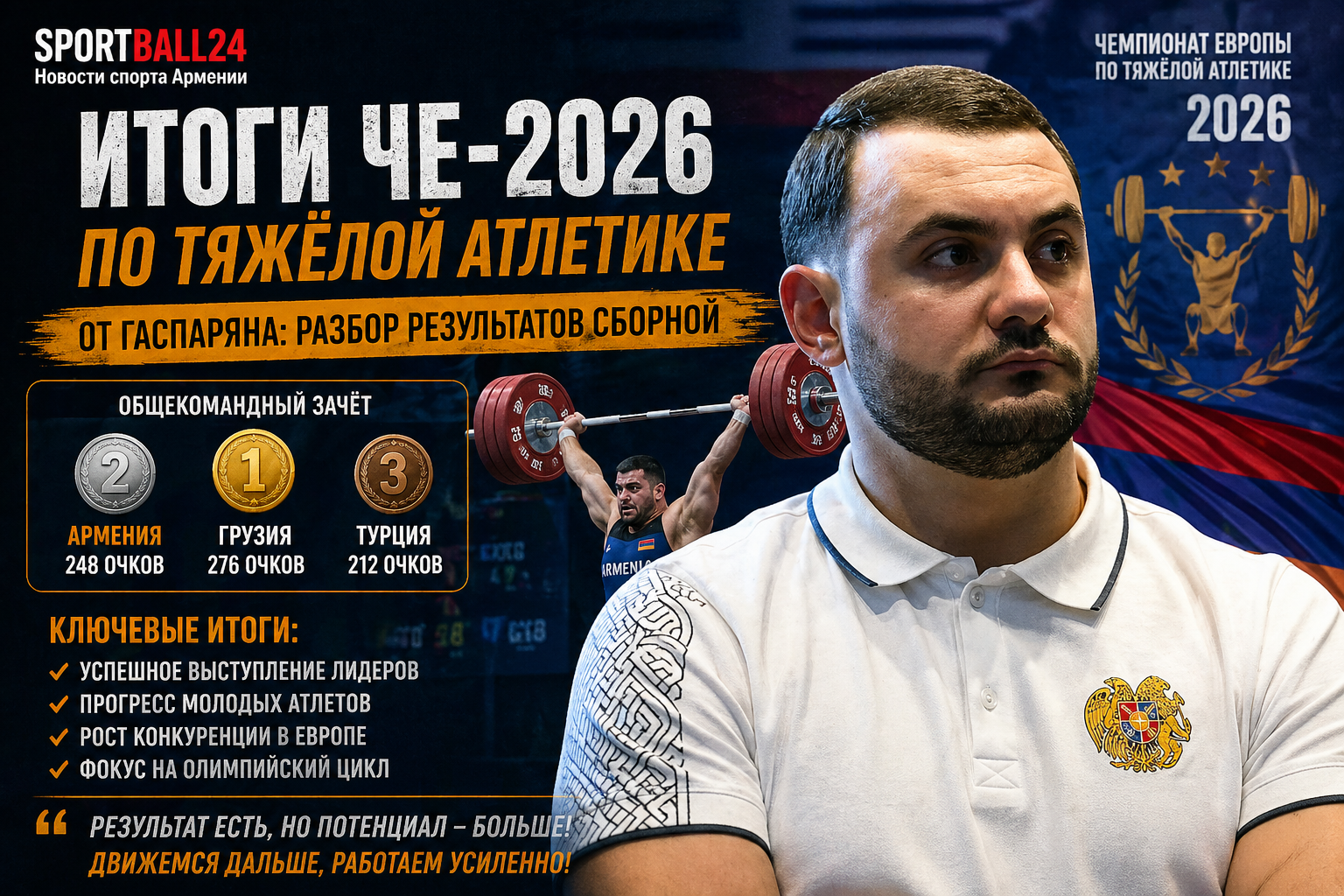 Итоги ЧЕ-2026 по тяжелой атлетике от Гаспаряна: разбор результатов сборной