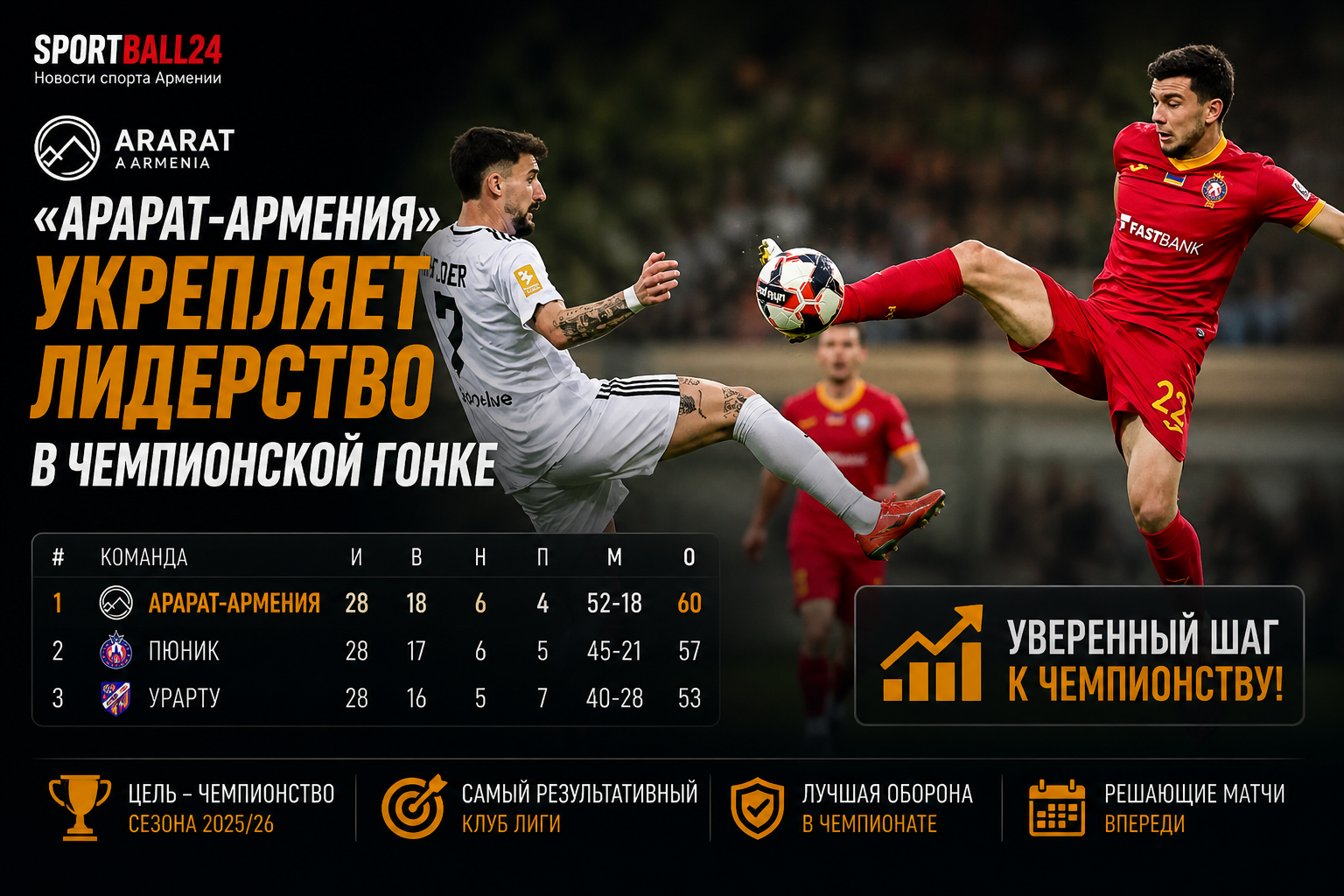 «арарат-армения» укрепляет лидерство в чемпионской гонке
