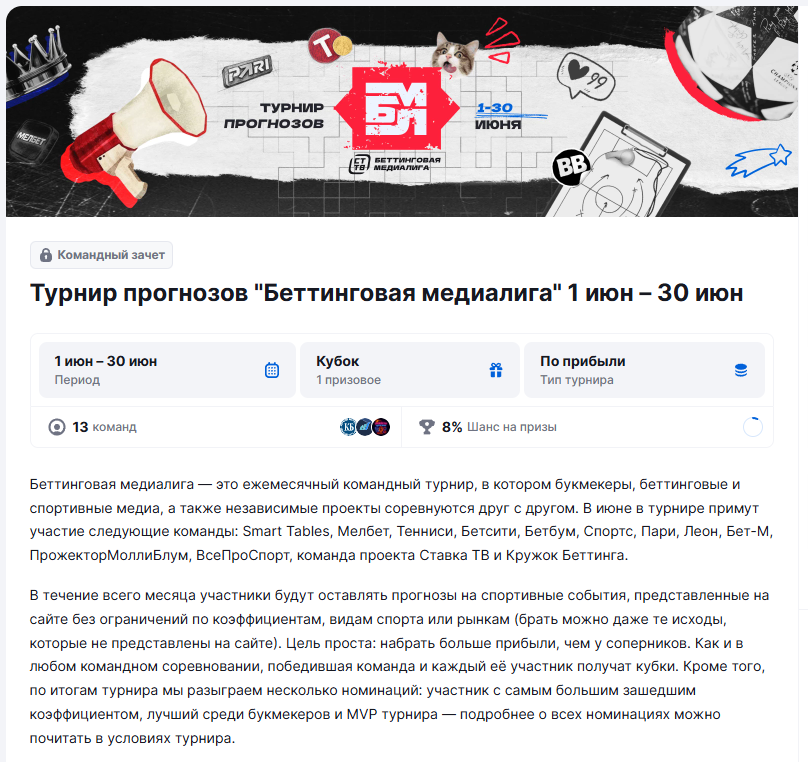 Беттинговая медиалига Беттинговая медиалига