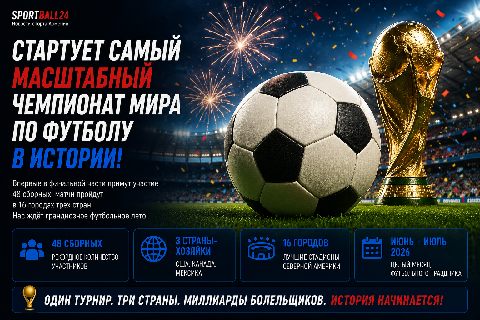 Стартует самый масштабный чемпионат мира по футболу в истории